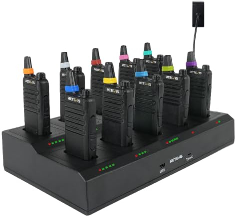Retevis RT622 Walkie Talkie, PMR446 2 Way Radio with 10 Way Charger 10 Pack | Low battery Alert, VOX, Compact, Durable Walkie Talkies for Adults, Profesional Radio Communication for Restaurant