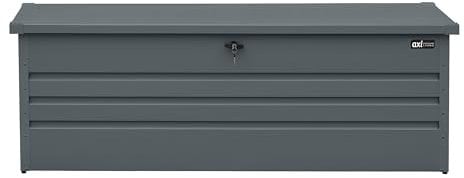 AXI Miles Gartenbox aus Metall in Anthrazit 1000 | Outdoor Kissenbox für den Garten mit Boden und Schloss | Outdoor Aufbewahrungsbox/Auflagenbox wasserdicht für Kissen - 185 x 82 x 75 cm.