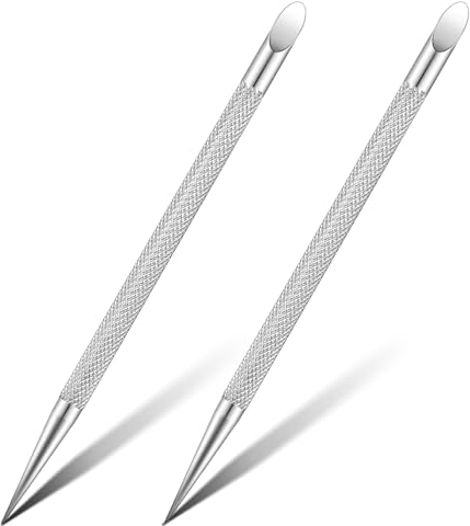 Andibro repousse-cuticules, 2 pièces dissolvant de cuticules en acier inoxydable, nettoyeur d'ongles professionnel, ongles en gel, cellules mortes de la peau pour manucure, pédicure, soin des ongles