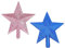 Confezione da 2 puntali glitterati per albero di Natale, mini stelle per piccole decorazioni per albero di Natale, blu e rosa