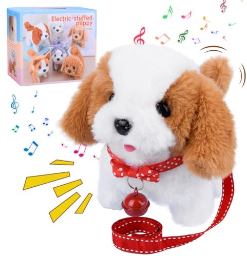 Vibbang Hund Spielzeug Kinder Hund der Läuft und Bellt Kuscheltier, Roboter-Welpe, Haustier-Plüschtier, Hunde-Roboter-Welpe, Spielzeughunde, interaktives Plüsch Geschenk Junge Mädchen