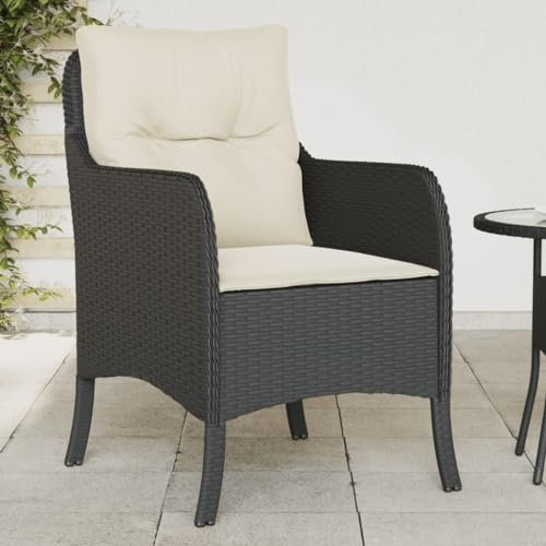 Poly-Rattan-Sofa-Stühle-Set mit Kissen für bequeme Garten-Sitzgelegenheit, Terrassenmöbel für Terrasse, 2-teiliges Set in Schwarz