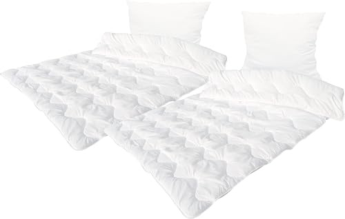 Bettdecke 135x200 und Kopfkissen Set Bettenset Bettwarenset 80x80 Steppbettdecke 135x200 Ganzjahresdecke - 60° waschbar Schlafdecke Duvet Zudecke (2x 135x200 cm + 2x 80x80 cm Standard)