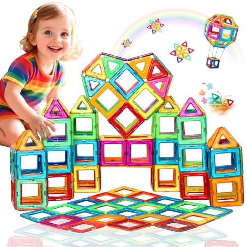 Magnetische Bausteine Magnetspielzeug Magnetspiel Magneten Kinder 3 4 5 6 Jahren Geschenk für Magnetic Bauklötze Kinder Montessori Spielzeug ab 3 4 5 6 7 8 Jahre Junge Mädchen Weihnachten Geburtstags