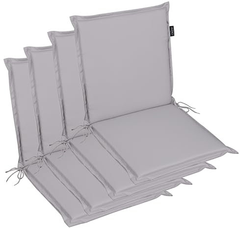 LILENO HOME Gartenstuhl Auflagen [4er Set - Niedriglehner] in Grau - Bequeme Liegen als Sitzauflagen für Gartenmöbel - Stuhlkissen für Gartenstühle und Klappstühle MIA
