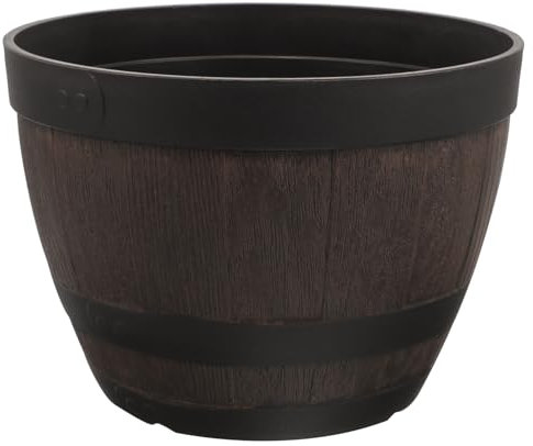 Toddmomy Runder Blumentopf Mit Drainage Großer Wiederverwendbarer Blumentopf Im Fässer-Design Für Innen Und Außenbereich Für Blumen Und Wetterfest Und Langlebig