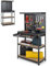 SOARS Werkstattwerkstatt Garage 81 x 41 x 155 cm, Werkzeugaufbewahrung aus Metall in 2 perforierten Paneelen, mit Set mit 14 Haken, Schublade & 2 Regalen, für Garage, Werkstatt (rot + schwarz, 81 x 41
