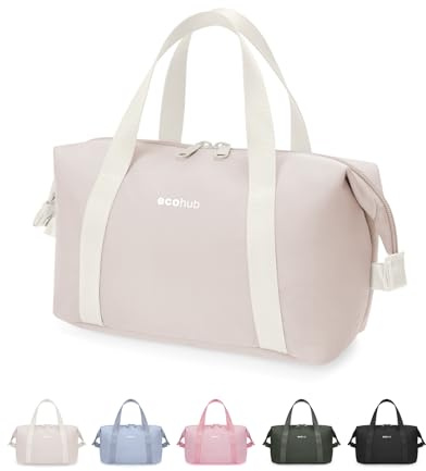 ECOHUB Travel Wash Bag for Women, Water-Resistant Toiletry Bag with Wide-Open, Lightweight Makeup Cosmetic Organizer for Accessories, Recycled Saving Organizer for Full-Sized Toiletries, Beige