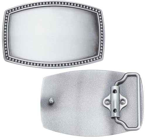 WEBEEDY Antiker Silber DIY Leer Gürtelschnalle Vintage Western Leer Individuelle Gürtelschnalle Ersatz Für Frauen Männer Benutzerdefinierte Gravur Lederhandwerkskunst(8.5x5.7 cm)