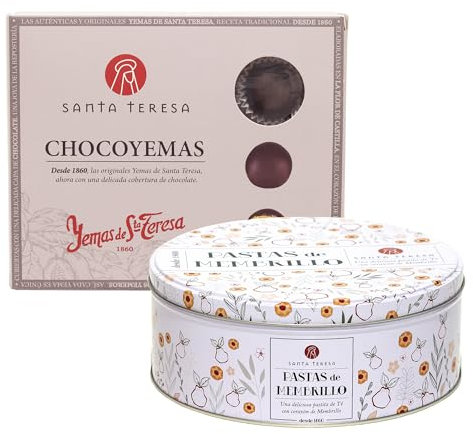 Santa Teresa - Pack Gourmet Detalle Especial - Caja De Chocoyemas Y Lata De Pastas De Membrillo - Elaboradas De Forma Artesanal Con Ingredientes Naturales, Sin Aditivos Ni Conservantes - 740 Gr
