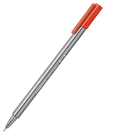 Staedtler 334-24 Fineliner triplus Dreikantschaft im Kartonetui, metallgefasste Spitze, circa 0,3 mm, 10 Stück, Scharlachrot
