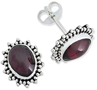 Ohrstecker 925 Silber Granat roter Stein Edelstein Ohrringe echt Silber Damen Sterling Silber Stecker Geschenk(MOS-054-02)