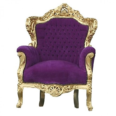 Casa Padrino Barock Sessel King Lila/Gold - Barock Möbel