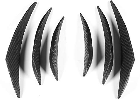 KIMISS Pare Chocs Avant Spoile, 6pcs en Fiber De Carbone Texture Voiture Bumper Fin Canard Splitter Diffuseur Valence Spoiler Lip