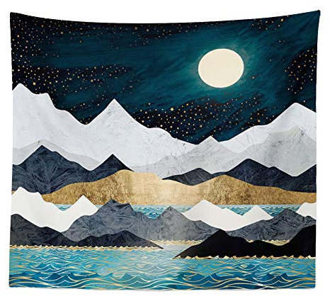 BOYOUTH Wandteppich, Motiv: Naturlandschaft, abstrakte Ozeanwelle, Berge und Sternennacht, Digitaldruck, Kunstwandteppich, Heimdekoration, Wandbild, Strandtuch, 150 x 200 cm