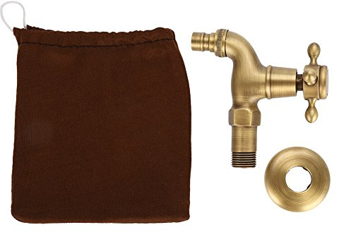 Rubinetto D'epoca, Classico Rubinetto Singolo In Ottone Massiccio Rubinetto Singolo per Bagno Lavatrice Rubinetto da Giardino Tubo da Giardino Esterno (Corto)