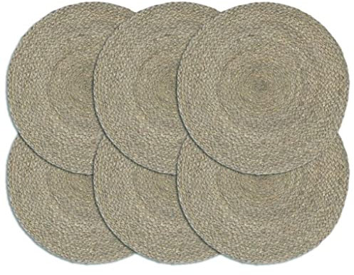 vidaXL 6X Tischset Platzmatte Platzset Platzdeckchen Platzdecke Tischdeko Platzmatten Tischmatte Untersetzer Uni Grau 38cm Rund Jute