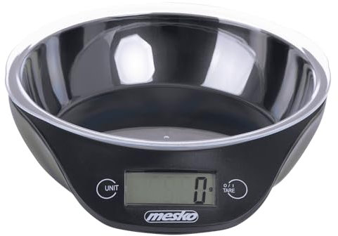Mesko MS3164 Balance de Cuisine avec Bol 700 ml, Pese Électronique Précision, Aliment 5 Kg/ 11 Lb, Écran LCD, Fonction Tare, Arrêt Automatique, Noir