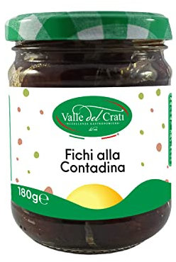 Valle del Crati Fichi alla Contadina | Fichi Verdi Raccolti e Infornati | Prodotto Tipico Calabrese da Gustare su Formaggi, Yogurt, Gelato, Dolci | Vasetto 180 grammi