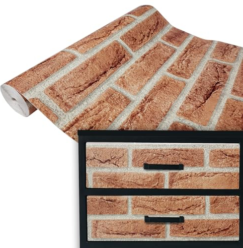 DecoMeister Papel Adhesivo Imitacion Ladrillo Beige Para Pared Puertas Mesa Armario Vinilo Autoadhesivo Decorativo Para Muebles Encimera Para Forrar Lámina Para Cocina En Rollo 90 x 100 cm Por Metros