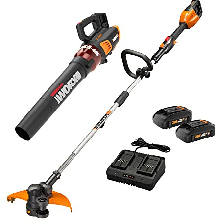 Worx WG927 Power Share Tondeuse à Gazon et souffleur 40 V