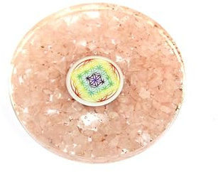 Prajet Natural Rosenquarz O-rgone Tee Untersetzer Blume des Lebens rund Reiki, Crystal Healing Stone, Useful in Vastu, feng Shui, Space Personal Healing