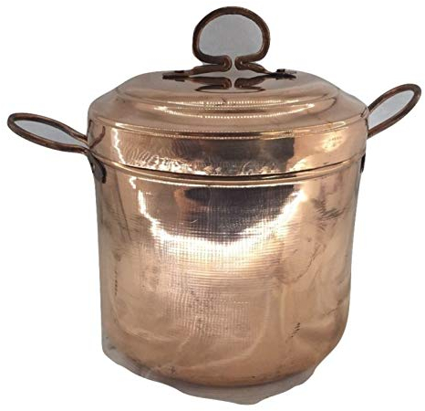 Paiolo casseruola in rame stagnato con manici coperchio polenta bollito 27 cm