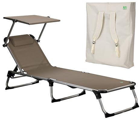 Totò Piccinni Lettino KAMP Pieghevole Leggero in Alluminio con Cuscino e Borsa Zaino (Tortora Scuro)