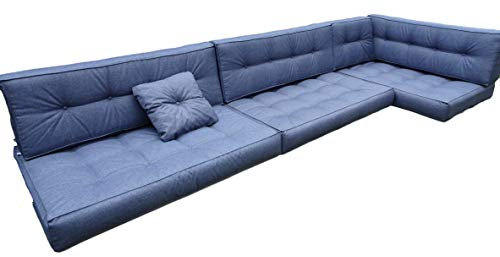 Palettenkissen Schaumkissen/Kissen Palettensofa Euro Paletten/europalleten sitzkissen/sitzkissen palettenmöbel/palettenkissen Outdoor/Sitzkissen 120 x 60 cm (Blau, 7X teiliges Set)
