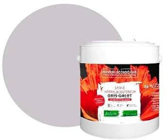 BOX DECO COULEURS Pintura natural ecológica interior exterior con aspecto satinado Natura – 2,5 l/33 m² [Clase energética A+], gris guijarro