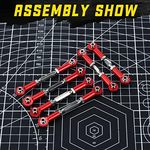 RCAWD Turnbuckle Link Set for Arrma 1/10 3S 6Pcs Red | Turnbuckles/Tie Rod Set 6PCS, Fits Arrma Vorteks/Senton/Granite/Big Rock/Typhon 3S, Red