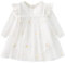 Alunsito Vestito da bambina con volant a maniche lunghe lavorato a maglia con stampa margherita Abiti a trapezio in tulle con stampa a margherita Autunno Inverno Set 73 9-12 mesi bianco
