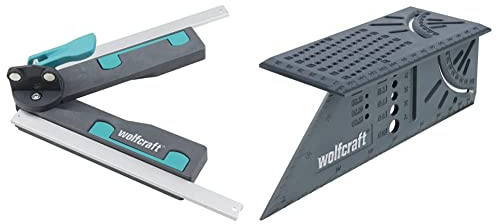 wolfcraft 6957000 Fausse équerre pour scies à Onglet & 5208000 Équerre 3D d'onglet 150 x 275 x 66 mm - Traçage angle de 45° à 90°