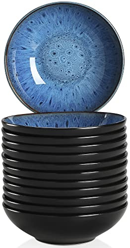 vancasso, Série BUBBLE. Assiette Creuses en Céramique, Assiette à Soupe Saladier, 12 Pièces avec Formes Organiques - 850 ml