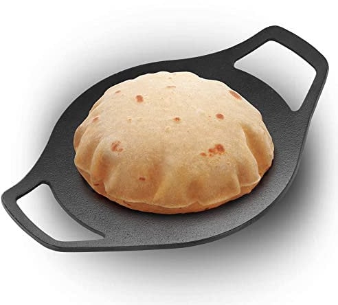 HAWKINS Futura 24 cm Cast Iron Tava, Cast Iron Tawa for Roti, Cast Iron Cookware for Kitchen, Black (CIT24)