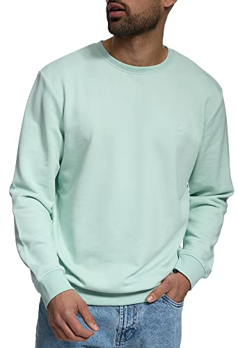 Indicode Herren Holt Sweatshirt aus Baumwollmischung | Sweater mit RIPP-Bündchen Pullover für Männer Quiet Wave, XXL