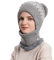 WANYI 2 in 1 Winter Mütze für Damen Wintermütze Strickmütze mit Schal Warme Mütze Kreis Schal Set Winddichte Balaclava Sturmhaube mit Fleecefutter 55-60CM (87 Grau)