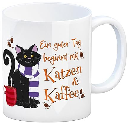 speecheese Ein guter Tag beginnt mit Katzen & Kaffee Kaffeebecher als Geschenkidee für kalte Herbst- und Wintertage für Freunde und Kollegen die gerne einen Kaffee oder Tee trinken