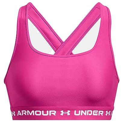 Under Armour Damen Crossback Mid-Impact Sports Bra BH, Rebel Pink /, M
