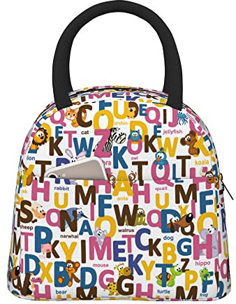 alfabeto carino animali dello zoo pranzo al sacco riutilizzabile isolato pranzo al sacco portatile pranzo contenitore impermeabile per la preparazione dei pasti borsa termica per uomini donne bambin