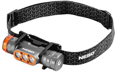 NEBO Transcend 1500 - Kopftlampe - USB-C Aufladbare Stirnlampe - Wanderausrüstung & Camping Zubehör - Stirnlampe für Outdoor Joggen & Sport,Stahlgrau