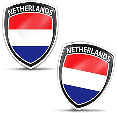 Biomar Labs 2 x Aufkleber 3D Gel Silikon Abzeichen Stickers Auto Motorrad Fahrrad Fenster Tür PC Handy Tablet Laptop Niederlande Niederländische Flagge Flag Fahne F 229