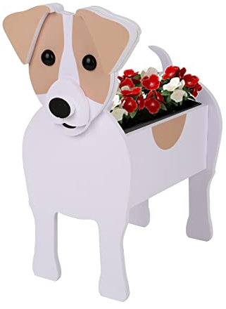 kyaoayo Übertopf mit niedlichem Hund,Haustier Hund Blumentopf, Pflanzen Aufbewahrungsbehälter In Tierform ,Für Indoor Outdoor Garten Dekorationen (Jack Russell)