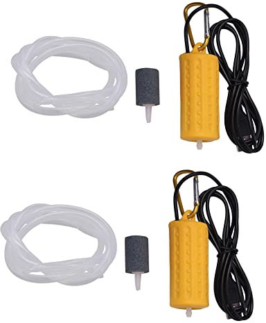 Zunedhys Lot de 2 mini pompes à air USB ultra silencieuses pour aquarium Jaune