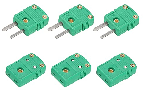 sourcing map K Typ Thermoelement Draht Steckverbinder Stecker Buchse Adapter Hohe Temperatur 220°C(428°F) für Thermoelement Sensor Fühler Grün 3 Set