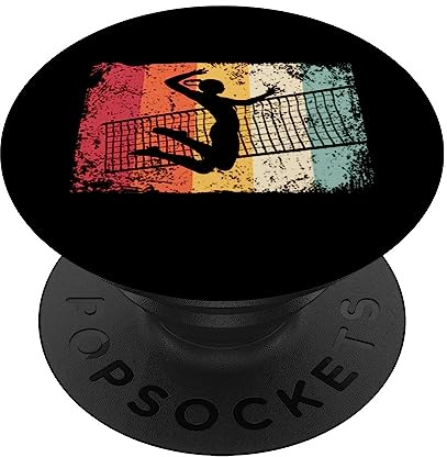 Volleyballspieler Vintage Mann Frau Strand Volleyball PopSockets Klebender PopGrip