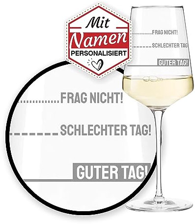 Leonardo Puccini XL Weinglas mit Namen & Witz - Stimmungsglas Schlechter Tag, Guter Tag, Frag nicht - als kreatives Geburtstagsgeschenk/Jahrestag für Frauen