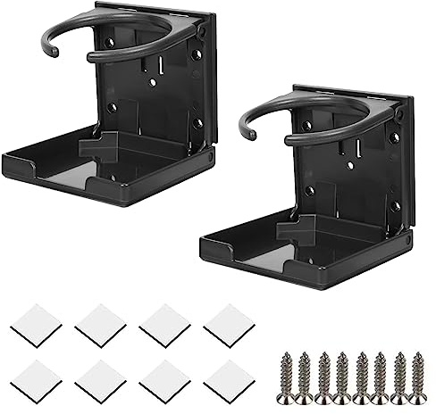 2Pcs Folding Cup Drink Holder ABS Plastic Flat Drink Holder Automotive Cup Holders Fit Most Size Bottle with Screws for Universal Car Truck Boat Van