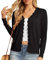 GRECERELLE Cardigan Femme avec Boutons et Encolure en V Cardigan Femme Léger et Estival Elégant avec Dentelle (Noir, M)