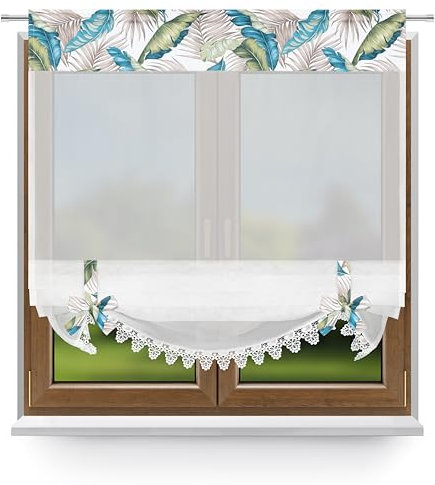 Raffrollo Küchengardinen Gardinen in Blumen für Fenster Halbtransparent Scheibengardine Fenstergardine Fertiggardine Gardine aus Voile küchenvorhänge türgardine vorhang für eine Gardinenstange